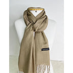 Cachecol Pashmina Unissex Liso 130g com Franjas